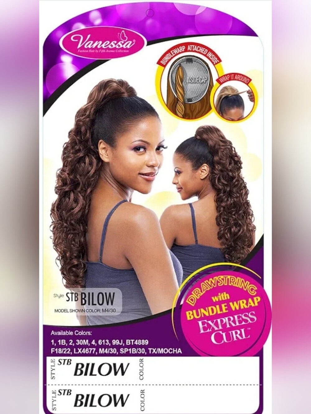 Vanessa Drawstring With Bundle Wrap Express Curl STB BILOW - (color 1 jet black)